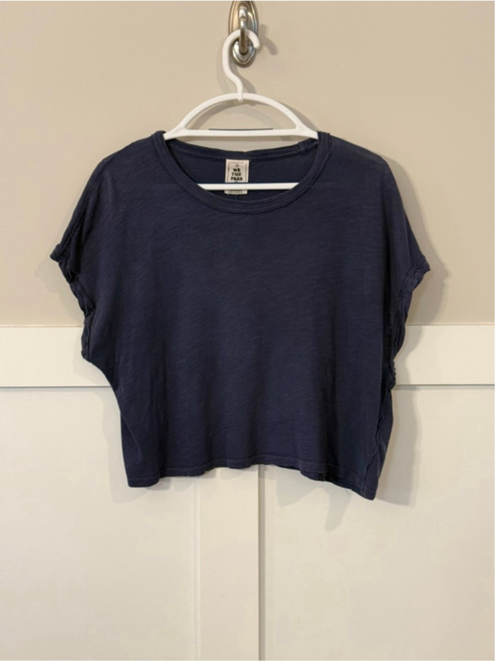 Free People We The Free Navy Oversized Cropped Tee XS